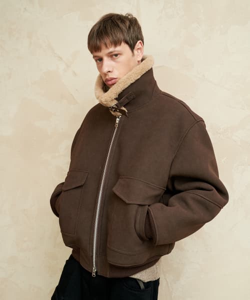 Oversized Minimal Pocket Zip-Up Mustard (Brown)