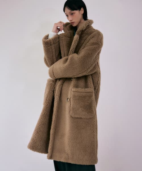 Teddy Bear Oversized Double Long Wool Coat [Brown]