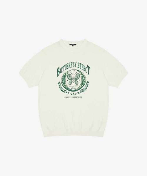 Front Panel Butterfly Artwork Short Sleeve Knit (FKUCD8318)
