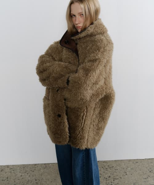[Size Added] Molly Reversible Shearling Coat - Dark Brown