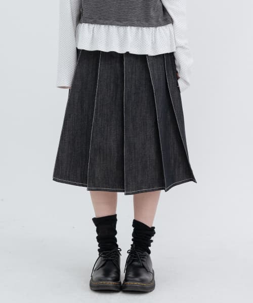 Denim Butterfly Skirts_Navy