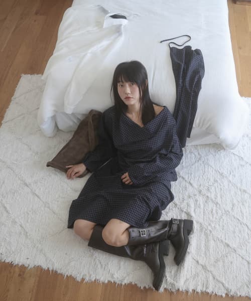 Cowl Neck One-Piece (Check)