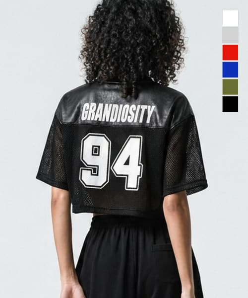 [Gymwear] Crop Mesh Rugby Jersey (5 Color)