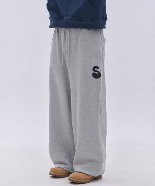 FOUR SEASON Some Star Embroidered Detail Oversized Wide Sweat STRING Training Pants_2COLOR