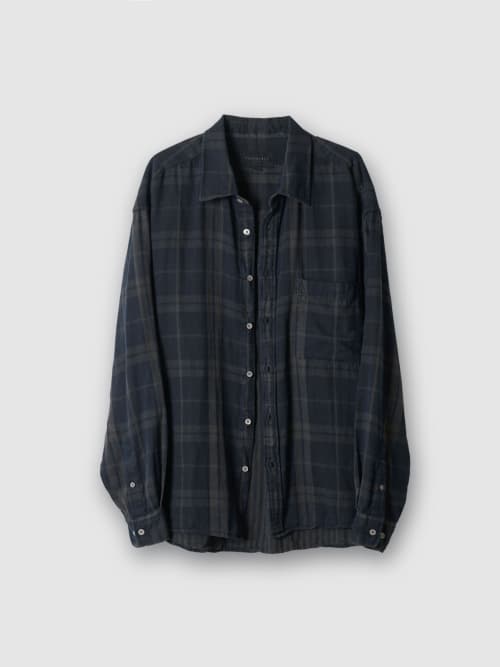 Remake Dyed Double Face Shirts Check Stripe (Japan Fabric)
