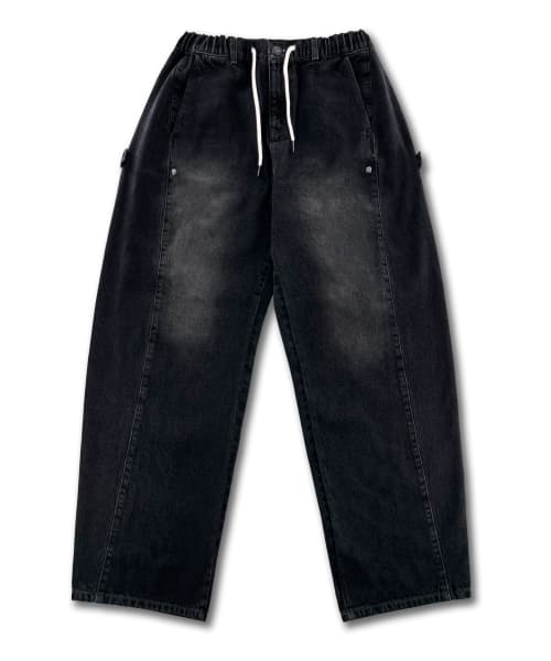 Elastic Snap Curved Denim Pants LR5DU534_BLACK