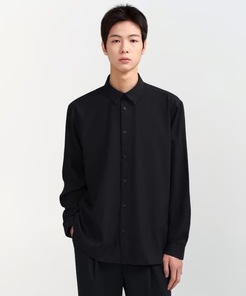 Relaxed Fit Silky Shirt [Black]