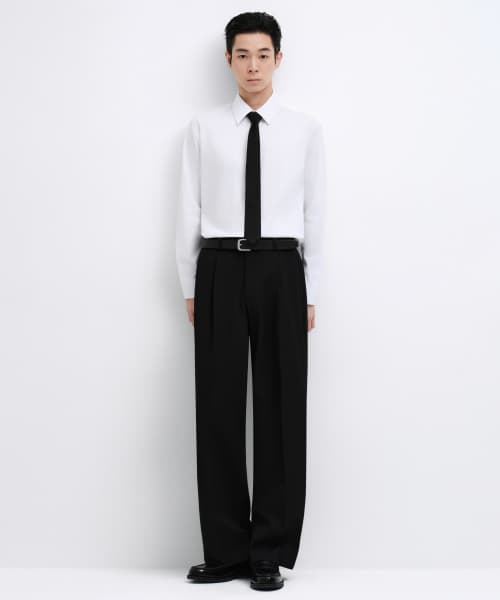 Real Wide Hidden Banding Slacks [Black]