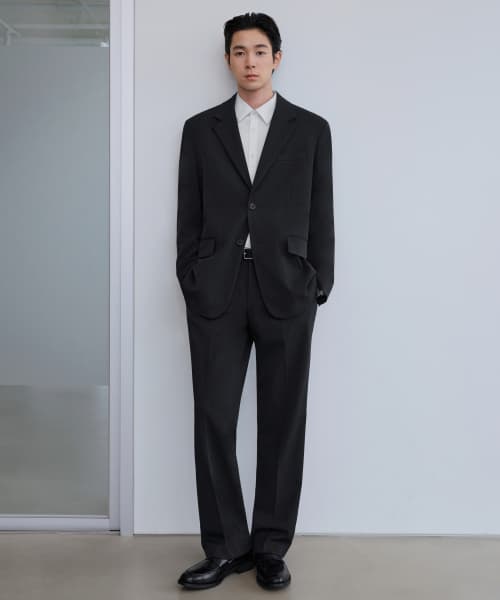 Wide Hidden Banding Slacks [Charcoal Gray]