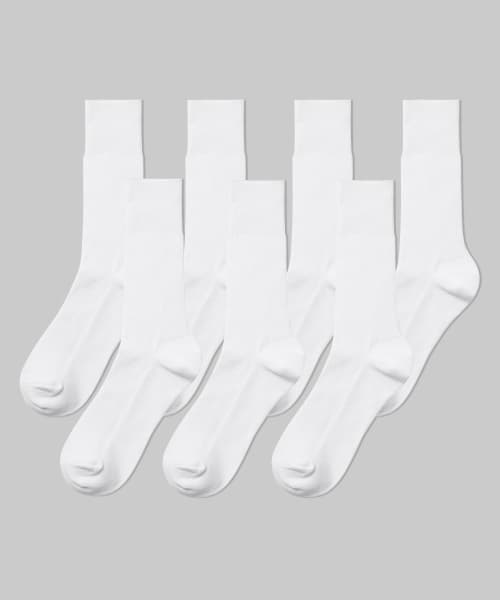 Ribbed Crew Socks 7-Pack [White]