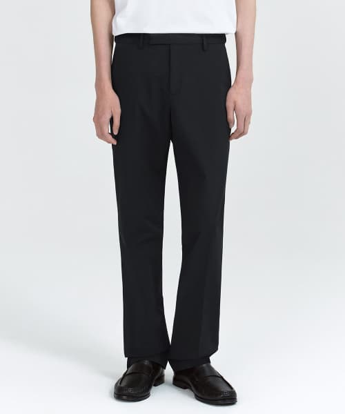 [Cooltandard] Semi-Wide Hidden Banding Slacks [Black]