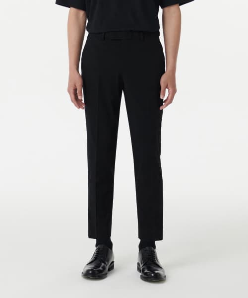 [Cooltandard] Tapered Hidden Banding Cropped Slacks [Black]