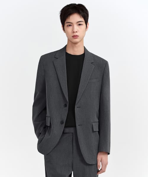 RELAXED BASIC BLAZER [MEDIUM GRAY]