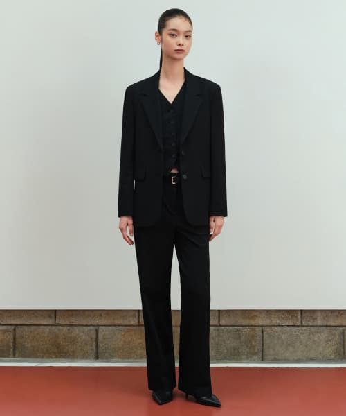 Women's Wide Hidden Banding Slacks [Black]