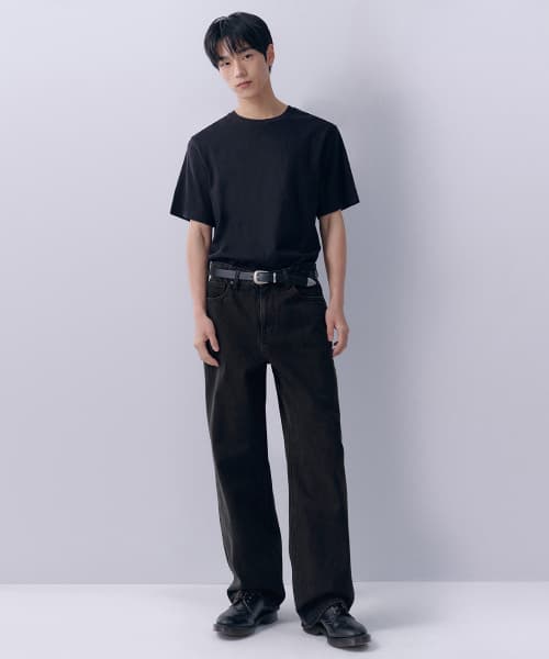 WIDE DENIM PANTS [WASHED BLACK]