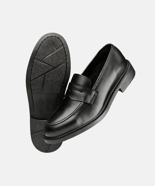 Poden Cowhide Easy Light Penny Loafer 4cm (CR0038BK)