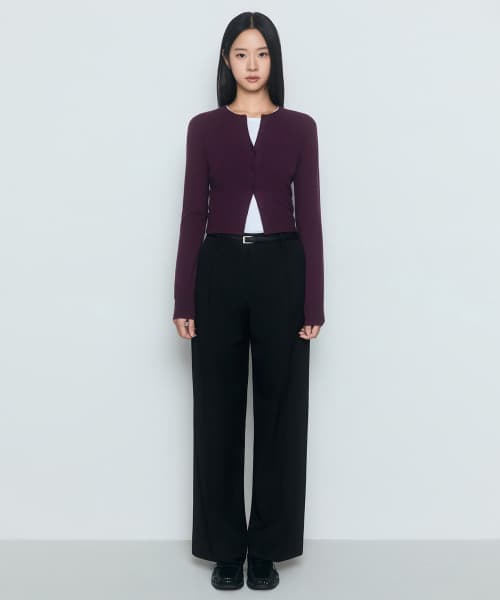 Women's Waistbandless Wide Slacks [Black]
