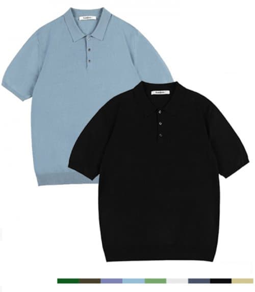 Ian Button Collar Short Sleeve Knit - 9COL