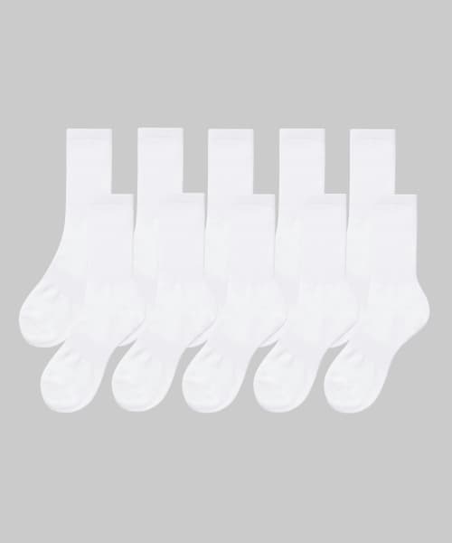 Lightweight Crew Socks 10-Pack [White]