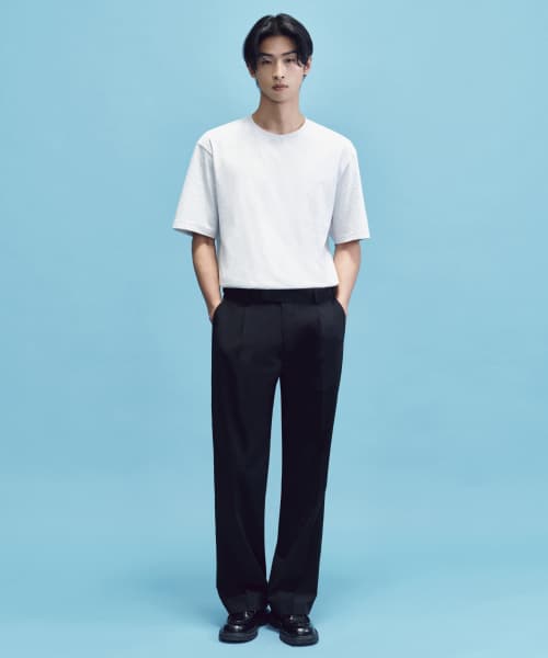 [Cooltandard] Wide Hidden Banding Slacks [Black]