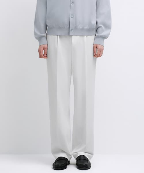 Wide Hidden Banding Slacks [White]