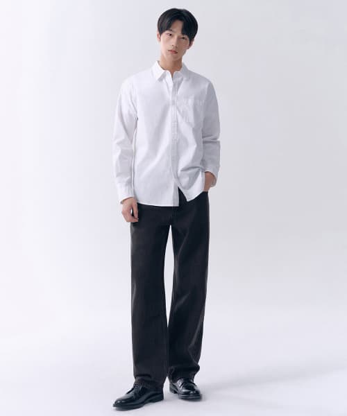 STRAIGHT DENIM PANTS [WASHED BLACK]