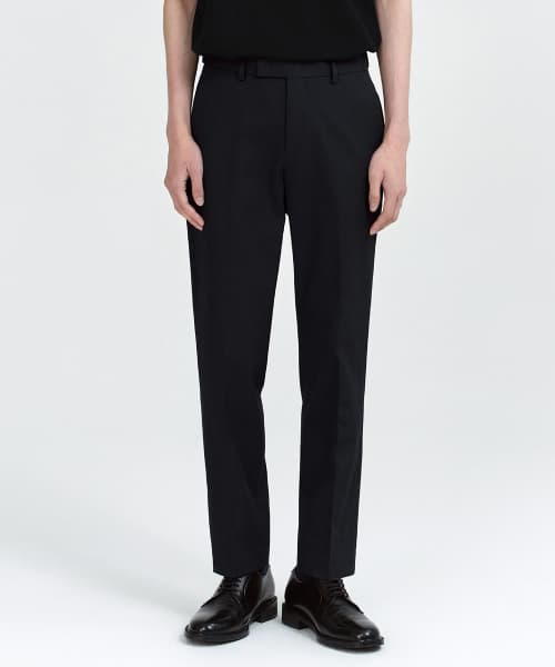 RELAXED TAPERED HIDDEN ELASTIC WAISTBAND CROPPED SLACKS_BLACK