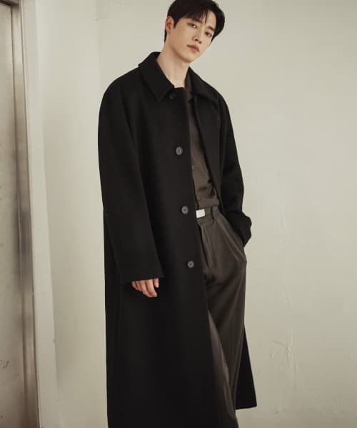 Premier Pure Cashmere Balmacaan Coat [BLACK]