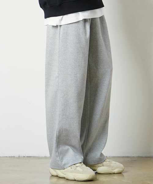 SINGLE PLEATED WIDE SWEATPANTS GRAY