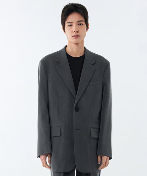 DADDY SHOULDER OVERSIZED BLAZER [MEDIUM GRAY]