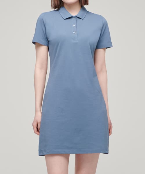 [COOLTANDARD] WOMENS PIQUE POLO DRESS_BLUE GRAY