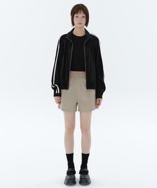 Womens Nylon Banding Shorts [Light Beige]
