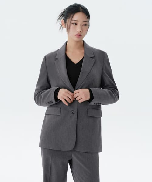 WOMENS BASIC BLAZER_MEDIUM GRAY