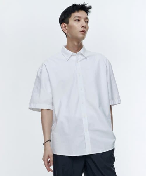 OVERSIZED OXFORD SHORT SLEEVE SHIRT [WHITE]