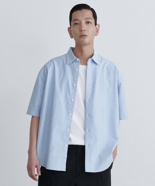 OVERSIZED OXFORD SHORT SLEEVE SHIRT [SKY BLUE]