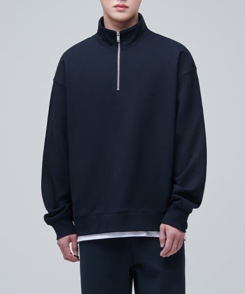 OVERSIZED HALF ZIP SWEATSHIRT [NAVY]