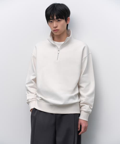 OVERSIZED HALF ZIP SWEATSHIRT [CREAM]