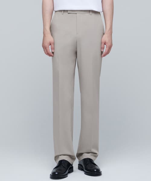 [Cooltandard] Semi-Wide Hidden Banding Slacks [Light Beige]