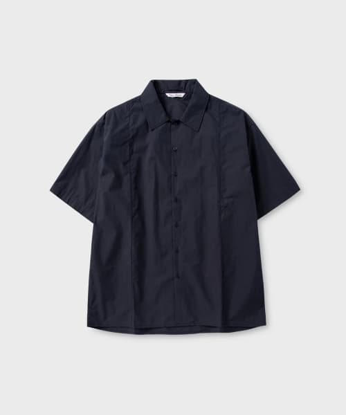 Natural Wrinkle Half Sleeve Shirt_DARK NAVY