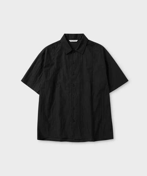 Natural Wrinkle Half Sleeve Shirt_BLACK