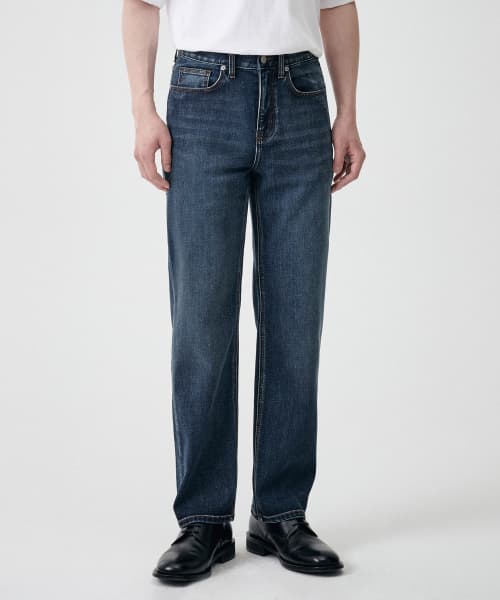 [Cooltandard] Straight Denim Pants [Medium Indigo]