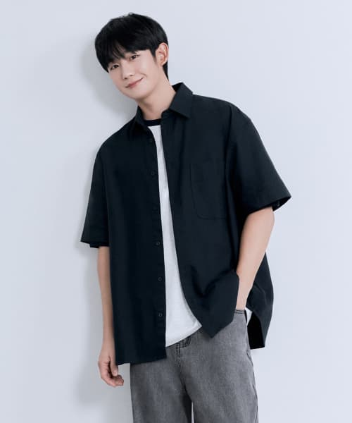 [All Day] Oxford Oversized Short Sleeve Shirt - 5 colors