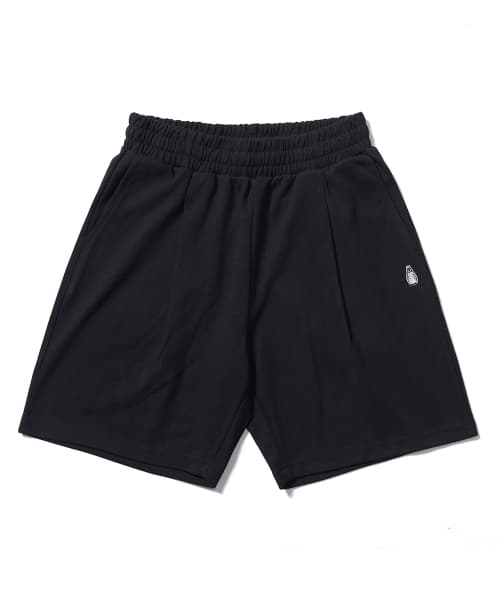 SINGLE PLEATED SWEAT SHORTS BLACK