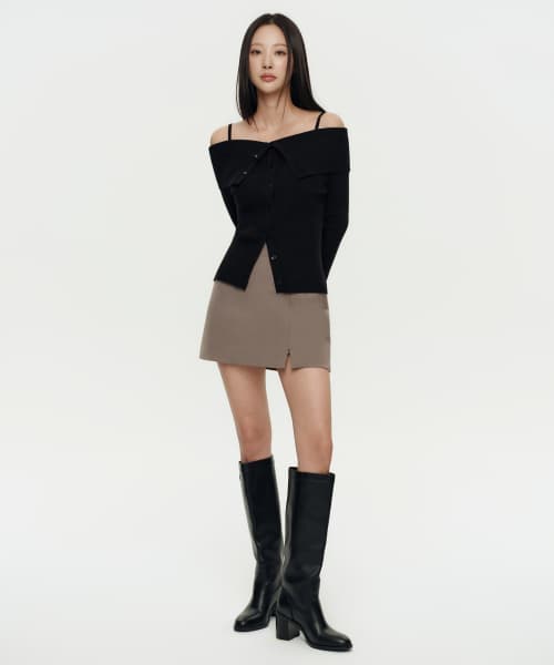 WOMENS SLIT MINI SKORTS [DUSTY BEIGE]