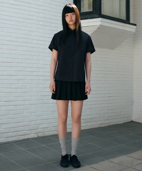 WOMENS PLEATS MINI SKIRT [BLACK]