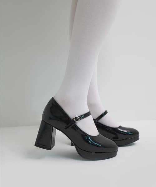 Round Toe Mary Jane Block Heel Pumps 412211009 (7cm/3 colors)