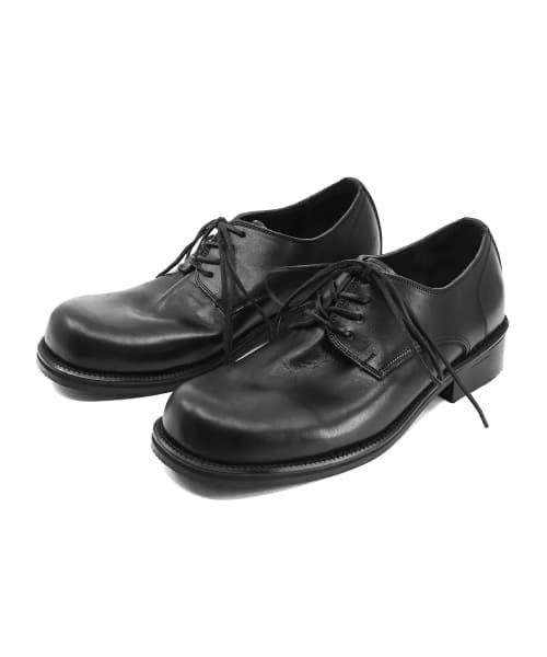 Wooden Horsehide Derby Shoes Black