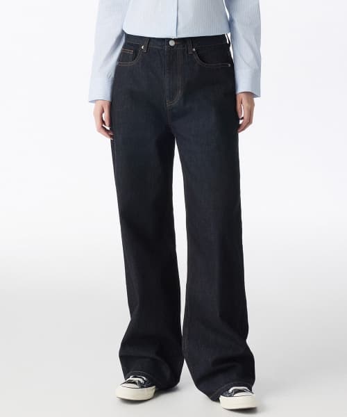 Womens Wide Denim Pants [Deep Indigo]