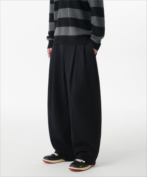 Double Knit Two-Tuck Wide Lounge Sweatpants [Black]