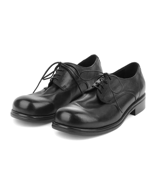Wooden Cowhide Derby Shoes Black